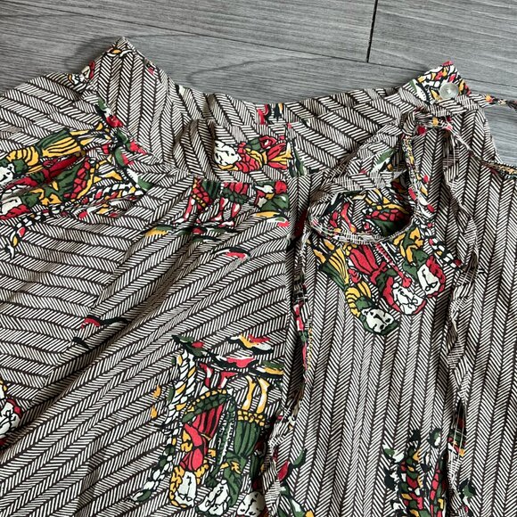 Vintage 70s Brown Striped A Line Faux Wrap Skirt Autumnal Size XS - Picture 2 of 6